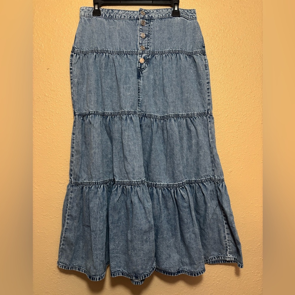 Maurices Blue Tiered Midi Skirt